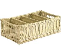 AUBRY GASPARD - Range-Couverts en Osier Blanc Tressé - 4 Compartiments - avec Poignées Passe-Doigts - Dimensions 50 x 30 x 15 cm - Idéal pour Organisation de la Cuisine et Arts de la Table