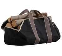 AUBRY GASPARD - Sac à Bûches 100% Polyester - Noir Marron - Dimensions 72 x 24 x 61 cm - Housse de Rangement à Pression Incluse - Résistant - Conçu pour Grandes Bûches - Pratique et Esthétique
