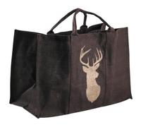 AUBRY GASPARD Panier A Buches Sac A Bûches en Toile De Jute Plastifiée - Panier A Bois Panier Buche Sac A Buches Panier Bois pour Cheminée 50kg