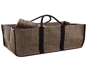 AUBRY GASPARD - Sac à Bûches Jute Plastifiée Chevrons 65 x 33 x 33 cm | Intérieur enduit lavable · Contenance 70 litres · Charge jusqu'à 50 kg · 2 anses de transport · Pliable pour le rangement