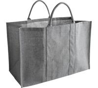 AUBRY GASPARD - Sac à Bûches Jute Plastifiée Gris 60 x 30 x 40 cm | Intérieur enduit lavable · Contenance 72 litres · Charge jusqu'à 50 kg · 2 anses de transport · Pliable pour le rangement