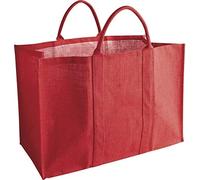 AUBRY GASPARD - Sac à Bûches Jute Rouge - Intérieur Lavable - 60x30x40 cm - Poignées Renforcées Charge 50 kg - Multiusage Anti Poussière - Contenance 72 L