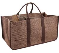 Porte-bûches AUBRY GASPARD - Sac à bûches en jute damier marron