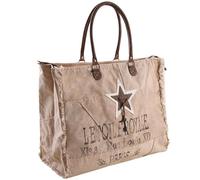 AUBRY GASPARD - Sac Cabas Coton Recyclé Étoile - Anses Cuir - Doublure Coton - Fermeture Zippée - Poche Intérieure - Tissu Résistant Écologique pour Femme - 48 x 21 x 38-60 cm - Beige