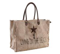 AUBRY GASPARD - Sac Coton Recy nses Cuir - Doublure Coton - Fermeture Zippée - Poche Intérieure - Motif Military - Couleur Lin - 49 x 21 x 40-60 cm - pour Usage Quotidien