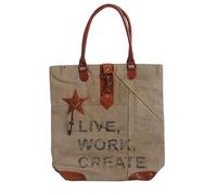 AUBRY GASPARD - Sac Coton Recyclé Vintage - Doublure Coton - Anses Cuir - Grande Fermeture - 1 Poche Zippée - 41 x 10 x 43 cm - Modèle 3 pour Style Quotidien
