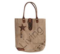 AUBRY GASPARD - Sac Coton Recyclé Vintage - Doublure Coton - Anses Cuir - Grande Fermeture - 1 Poche Zippée - 41 x 10 x 43 cm - Modèle Unique pour Usage Quotidien