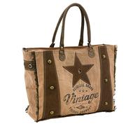 AUBRY GASPARD Sac en Coton et Cuir de Buffle Vintage