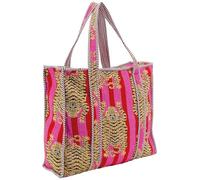 AUBRY GASPARD - Sac en coton et nylon rose motif tigre avec fermeture éclair - poche intérieure - idéal pour le quotidien - 45 x 12 x 35 cm - couleur rose