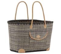 AUBRY GASPARD Sac en jonc teinté et anses en Cuir Petit modèle