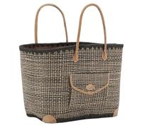 AUBRY GASPARD Sac en jonc teinté et anses en Cuir Grand modèle