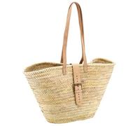 AUBRY GASPARD Sac en palmier et cuir beige