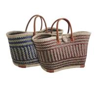 Aubry Gaspard - Sac jonc coloré - 2 anses cuir - 50x23x27-40 cm - coloris assortis
