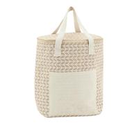 AUBRY GASPARD - Sac Lunch Isotherme en Jute Naturel avec Doublure Intérieure - Fermeture Zippée - 2 Anses - Pochette Extérieure - Motifs Géométriques - 25X15X29 cm - Blanc - Taille Unique