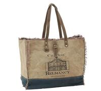 AUBRY GASPARD - Sac Vignoble Coton Recyclé - Poignées Cuir - Fermeture Zippée - Poches Intérieure et Extérieure - Coloris Assortis - 48 x 21 x 42 cm - pour Usage Quotidien Polyvalent