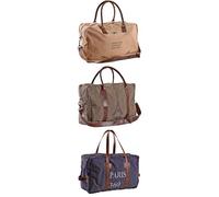 AUBRY GASPARD - Sac Voyage Coton et Cuir - 50 x 30 x 20 cm - Poignées et Bandoulière Cuir - Compartiment et Poches Zippées - Poids 0,93 kg - 3 Modèles Assortis