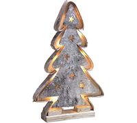 Aubry Gaspard - Sapin Décoratif en Bouleau avec LED - Finition Blanchi - Dimensions 41 x 10 x 66 cm - Fonctionne avec 3 Piles AAA - Poids 2.5 kg - Parfait pour Ambiance de Noël Chaleureuse et Éclairée