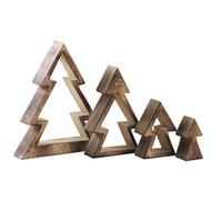 AUBRY GASPARD - Sapins Gigognes Bois Vieilli Marron - Lot 4 Tailles - Hauteur Max 20 cm x Longueur 17 cm x Profondeur 3,5 cm - Emboîtables Décoration Compacte