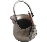 AUBRY GASPARD - Seau à Cendres avec Pelle en Étain Antique - Métal - 29 x 26 x 45 cm avec Anses - Style Campagne Chic - Accessoire Cheminée Pratique et Élégant - Décoration Intérieure
