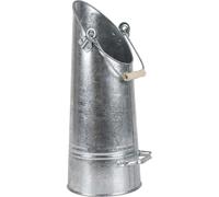 AUBRY GASPARD - Seau à Cendres en Zinc Lourd - Gris - Anse Mobile Manche Bois - Poignée Latérale Zinc - Ø 17-22 cm - Hauteur 37-54 cm - Accessoire de Cheminée Indispensable - Robuste et