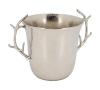 AUBRY GASPARD - Seau à Champagne Aluminium - Finition Lisse et Brillante - Poignées Bois de Cerf - Ø 25 cm x H 25 cm - Design Élégant pour Occasions - Maintient Fraîcheur Bouteilles