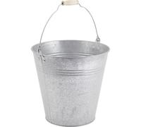 AUBRY GASPARD - Seau en Zinc Givré 12 litres avec Anse Mobile en Bois - Idéal pour Jardinage et Décoration - Dimensions Ø30 H28-44 cm - Couleur Naturelle - Taille 12 litres