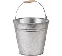 AUBRY GASPARD - Seau Rond en Zinc et Bois - Ø 26 cm x Hauteur 24 cm - Contenance 8 L - Poids 1,20 kg - Poignée Amovible - Hauteur Anse Dépliée 38 cm - Idéal pour Jardinage et Décoration Rustique