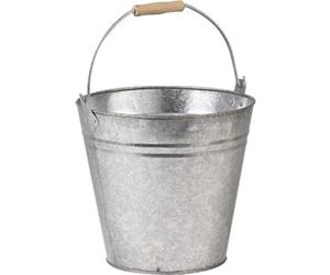 AUBRY GASPARD - Seau Rond en Zinc et Bois - Ø 26 cm x Hauteur 24 cm - Contenance 8 L - Poids 1,20 kg - Poignée Amovible - Hauteur Anse Dépliée 38 cm - Idéal pour Jardinage et Décoration Rustique