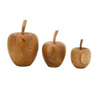AUBRY GASPARD - Série 3 Pommes en Teck Mat - Décoration Intérieure Élégante - Bois Naturel - Idéal Salon ou Cuisine - Finition Soignée - Touche Naturelle et Chaleureuse Maison