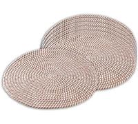 Aubry Gaspard - Set de table rond en jute (Lot de 6) Naturel et blanc