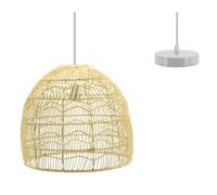 AUBRY GASPARD-Suspension électrifiée en métal et rotin - diamètre 40,5 x 35 cm