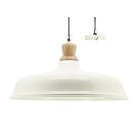AUBRY GASPARD - Suspension Métal Laqué Blanc, Bois Manguier Ø60 cm - Finition Noir Mat - Compatible Ampoules E27 - Équipement Électrique Inclus - Éclairage Intérieur Moderne