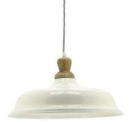 AUBRY GASPARD - Suspension Métal Laqué Bois - Ivoire - Ø 40 cm x H 24 cm - Câble 140 cm - Culot E27 - A++ à E - Max 25 W - Voltage 220-240 V - Livré Monté