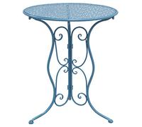 AUBRY GASPARD - Table Ronde en Métal Laqué - Bleu - Ø 60 x Hauteur 70 cm - Traitement Waterproof - Démontable pour Rangement Facile - Idéale pour Jardin et Terrasse - Légère et