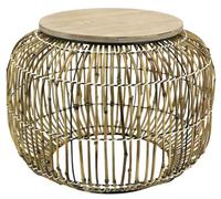 AUBRY GASPARD - Table Rotin Bois Utopie - Métal - Plateau Amovible - 60 cm Ø x 45 cm Hauteur - Livrée Montée - Design Authentique Tendance pour Salon - Idéale Table Basse ou d'Appoint