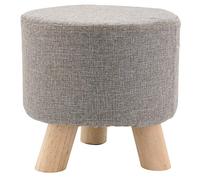 AUBRY GASPARD - Tabouret Bas Coton et Bois - Gris Naturel - Assise Confortable - Pieds Pin Naturel - Ø 29 cm x Hauteur 27 cm - Livré Monté - Léger et Polyvalent pour Salon ou Chambre