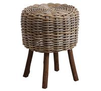 AUBRY GASPARD Tabouret Bas en poelet Gris et Bois
