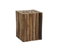 Tabouret cube en rondin de teck