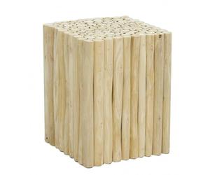 AUBRY GASPARD - Tabouret Cube en Rondin de Teck Recyclé - Dimensions 35 x 35 x 45 cm - Style Naturel et Élégant - Idéal pour Salon, Chambre, Siège d'Ombre ou Décoration - Facile à Entretenir