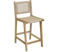 AUBRY GASPARD - Tabouret De Bar en Teck Naturel - Assise et Dossier en Rotin Synthétique - Prêt À Monter - Hauteur D'Assise 66 cm - Idéal pour Intérieur et Extérieur - Naturel - 45X60X100 cm