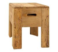 AUBRY GASPARD - Tabouret en Pin Recy vec Passe-Main - 35X35X40 cm - Design Compact et Durable - Idéal pour Petits Espaces - Finition Naturelle - Couleur : Naturel - Taille : 35X35X40 cm