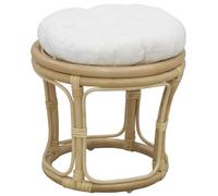AUBRY GASPARD - Tabouret en Rotin avec Coussin Uni Naturel - Ø 40 cm x Hauteur 35 cm - Tissu 100% Coton Garni Dacron - Confortable et Robuste - Entretien Coussin Lavage Délicat à Froid - 2 kg