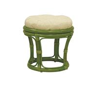 AUBRY GASPARD - Tabouret en Rotin avec Coussin Uni - Vert - Tissu 100% Coton Garni Dacron - Ø 40 x Hauteur 35 cm - Poids 2 kg - Entretien Lavage Délicat à Froid - Idéal pour Salon et Détente
