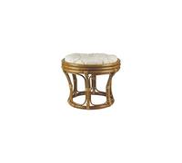 AUBRY GASPARD Tabouret Pouf Java - Tabouret Pouf en Rotin Naturel + Coussin 100% Coton - Qualité Exceptionnelle, Confortable et Naturel