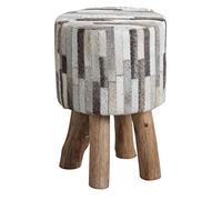 Tabouret Rond En Peau De Vache Grise Incolore
