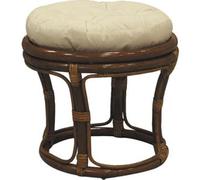 AUBRY GASPARD - Tabouret Rotin avec Coussin Marron - Ø 40 cm, Hauteur 35 cm - Coton Garni Dacron - Livré Monté - Robuste et Confortable - Idéal Salon ou Véranda - Design Naturel