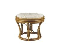 AUBRY GASPARD - Tabouret Rotin Java Vernis - Ø 44 cm x H 34 cm - Coussin Écru Coton Kapok - Poids 2 kg - Siège Ombre et Décoration - Design Élégant Intérieur/Extérieur