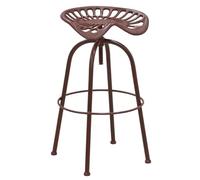 AUBRY GASPARD - Tabouret Tracteur Pivotant Réglable - Rouge Antique - Métal Vieilli - Ø 54 cm - Hauteur 69-84 cm - Poids 8,15 kg - Design Original Cuisine Bar - Livré Monté