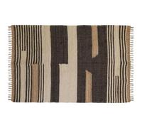 AUBRY GASPARD Tapis en Jute Naturel et Coton Naturel et teinté Ethnique Naturel et Noir - 160 x 230 cm