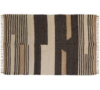 AUBRY GASPARD Tapis en Jute Naturel et Coton Naturel et teinté Ethnique Naturel et Noir - 160 x 230 cm